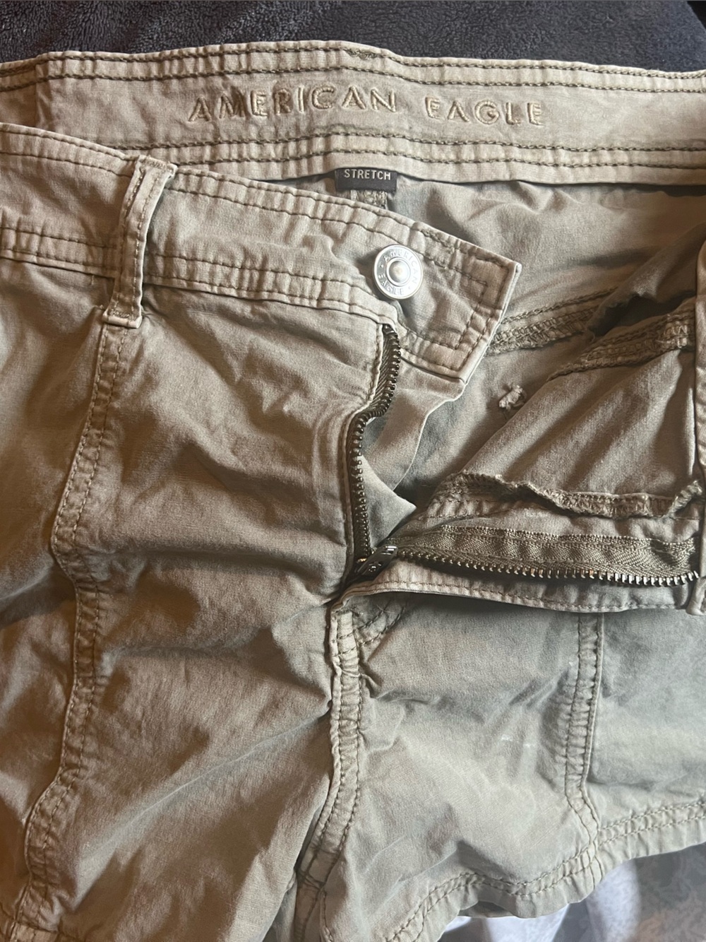 American Eagle Outfitters Olive Green Stretch Women's Shorts